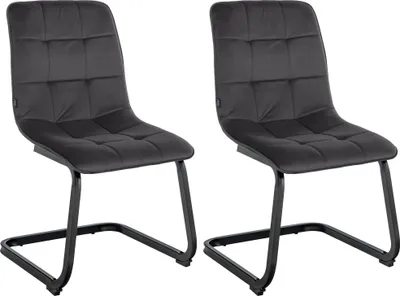 Produktbild von 2er Set Esszimmerstuhl LIHAR - Samt Schwarz 47x58x87 cm | Essstühle Esszimmerstühle Küchenstühle Wohnzimmerstühle