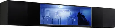 Produktbild von Breite Vitrine mit LED Beleuchtung FREYA – schwarz