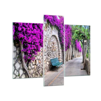 Produktbild von Bilder auf glas - Pflanzen Bank Straße Sommer - 95x80cm - Glasbilder - Wandbilder - Kunstdruck - zum Aufhängen bereit - Wanddekoration aus Glas - Glas Bilder - Wandbild auf Glas - GCB95x80-2790