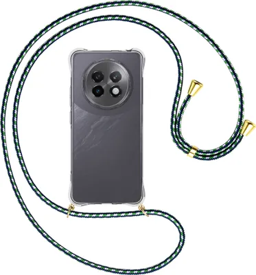 Produktbild von Handykette Backcover-Schutzhülle mit Band (Metall goldfarben) für Realme 13 Plus 5G - grün/blau/weiß
