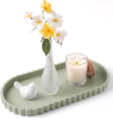 Imagen del producto de Bandeja de silicona oval con borde elevado, de 30,5 x 13,5 cm, para baño