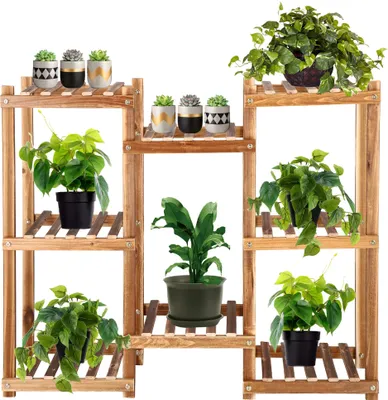 Produktbild von Blumenständer Blumentreppe aus Holz Pflanzentreppe 5 Ebenen Pflanzenständer Balkon Wohnzimmer Garten T