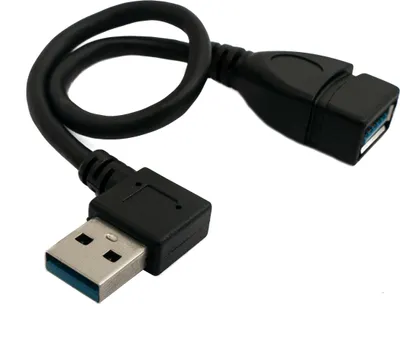 Produktbild von SYSTEM-S USB 3.0 Kabel 20 cm Typ A Stecker zu Buchse Winkel in Schwarz
