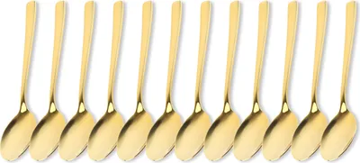 Produktbild von Schramm® 6 oder 12 Stück Kaffeelöffel wählbar in schwarz, silber oder gold Tafellöffel Eier Löffel Teelöffel Servierlöffel Kaffeelöffel Dessertlöffel Dip Löffel, Farbe:gold, Anzahl:12 Stück