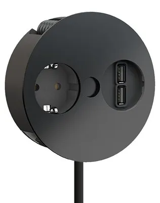 Produktbild von BACHMANN TWIST 1x Schutzkontakt, Aderendhülsen, USB-Charger, Schutzkontaktmontagestecker, schwarz, 2 m