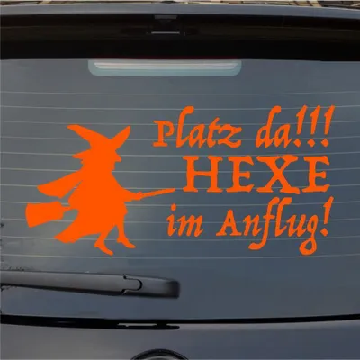 Produktbild von Heckscheibenaufkleber Platz da Hexe im Anflug 55x27 cm Orange Auto Aufkleber Sticker