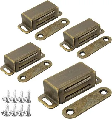 Obrázek produktu pro Magnetické dveřní zámky – silné magnety z nerezové oceli pro skříně a dveře – 4 kusy