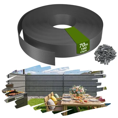 Obrázek produktu pro YRHome PVC zástěna na balkon, fólie na ochranu soukromí, kryt plotu, balkon, terasa, zahrada, 70 m, šedá, včetně 140 upevňovacích sponek