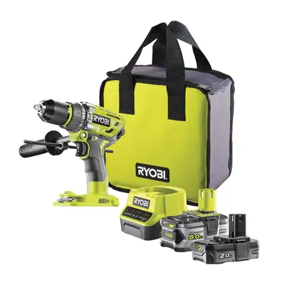 Image de RYOBI Perceuse-visseuse à percussion sans fil R18PD7-202B ONE+ Visseuse sans fil, perceuse avec batterie et chargeur, 18V