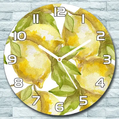 Produktbild von Wanduhr aus Glas Rund fi 30 Zitronenfrüchte Quarz Deko Wohnzimmer Büro