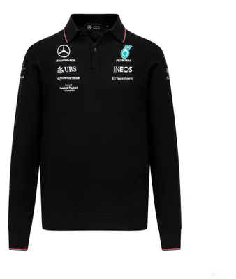 Produktbild von Mercedes Team Gestricktes Langarm-Polo, Schwarz, 2023 XS