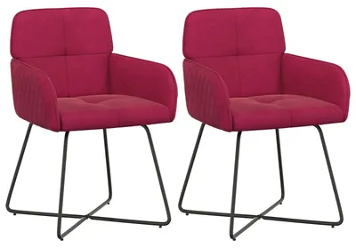 Produktbild von vidaXL Esszimmerstühle 2 pcs Samt (V) Weinrot 59 x 56,5 x 86 cm