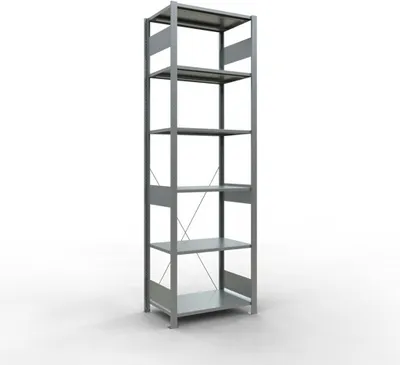 Produktbild von Schulte Fachbodenregal MULTIplus150 Stecksystem | Grundregal | HxBxT 250x75x50cm | 6 Ebenen | Fachlast 150kg | Verzinkt