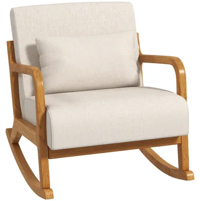 Produktbild von HOMCOM Schaukelsessel Gepolsterter Relaxsessel mit Holzgestell für Schlafzimmer