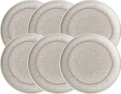 A set of six plates arranged in two rows.