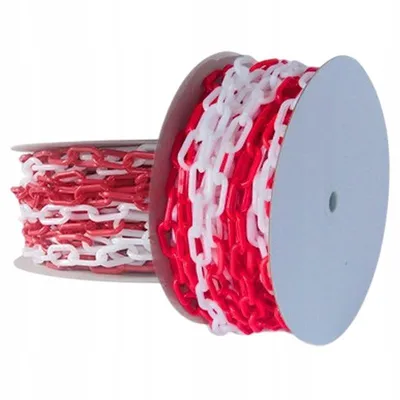 Zdjęcie produktu dla Łańcuch Plastikowy 25 M Blokujący 6 Mm Ostrzegawczy Biało-Czerwony
