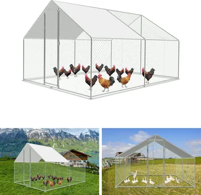 Immagine prodotto di Recinto per polli ruspanti 3x3x2m - pollaio in metallo 9 m² con porta e serratura