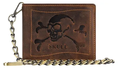 Produktbild von GREENBURRY Leder Geldbörse Vintage Wallet With Chain Brown Skull braun