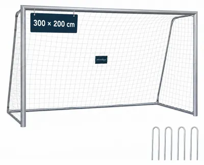 Produktbild von Relaxdays Fußballtor ohne Torwand, HBT: 200 x 300 x 120 cm, PE-Netz & Stahl, mit Erdhaken, Garten, großes Spieltor, grau