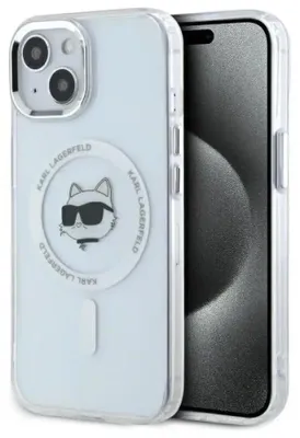 Image de Karl Lagerfeld Klhmp15Shlschh Iphone 15 6.1 Biały/White Hardcase Iml Metal Choupette Head Magsafe