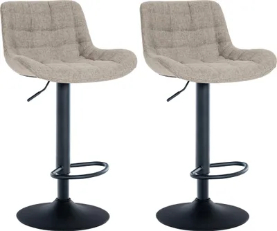 Produktbild von CLP 2er Set Barhocker Tover 360° drehbar und in der Höhe verstellbar | Farbe taupe Material Stoff
