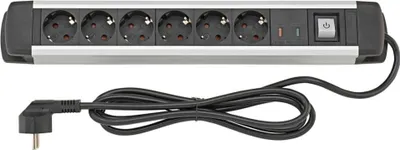 Produktbild von Fortis Steckdosenleiste 6-fach H05VV-F3G1,5 1,6m Aluminium