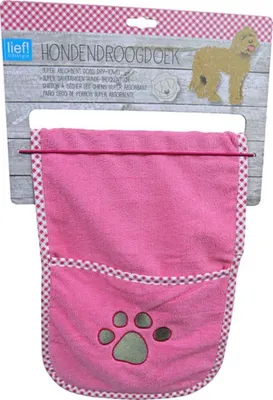 Productafbeelding van Lief Girls – Hondendroogdoek – Handdoek voor honden – Roze – Maat S - 25 x 75 cm