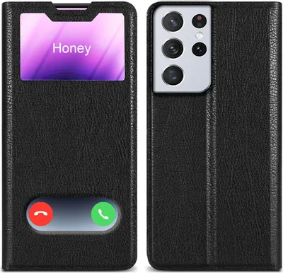Immagine prodotto di Cadorabo custodia protettiva per Samsung Galaxy S21 ULTRA cover in nero custodia per telefono cellulare Custodia a libro Cover Etui
