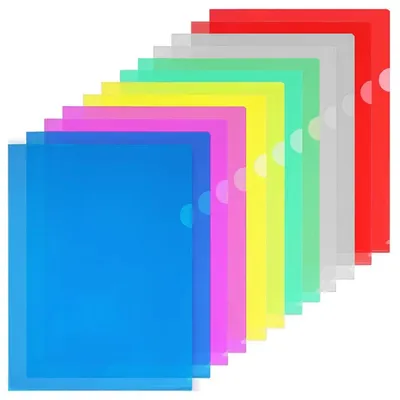Immagine prodotto di Cartelle trasparenti in plastica formato A4, confezione da 24 pezzi in 6 colori