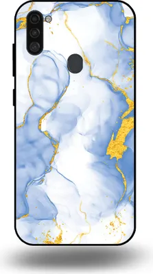 Produktbild von Smartphonica Telefon Fall geeignet für Samsung Galaxy A11 mit hellblau Gold Marmor Print - TPU Backcover Fall hellblau Gold Marmor Design
