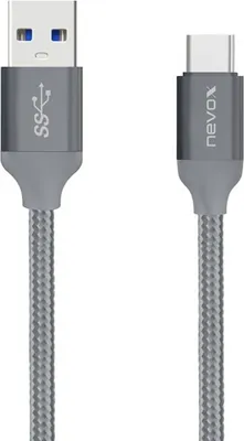 Image de câble USB nevox TC-1480 nylon 2m gris argenté