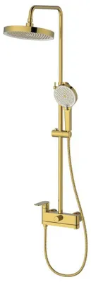 Produktbild von Duschsäule mit Hebelarmatur, schwenkbarer Einlauf, Gold matt