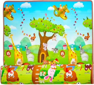 Produktbild von Aga4Kids Kinder Spielmatte 150x180 cm MR108  Krabbelmatte, Spielmatte doppelseitig, Spielunterlage ,Spielteppich, Spielteppich für Kinder