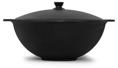 Produktbild von Gusseisen Kasan 12L eben NAMANGAN Deckel Campingtopf Kazan WOK Kessel Camping BBQ