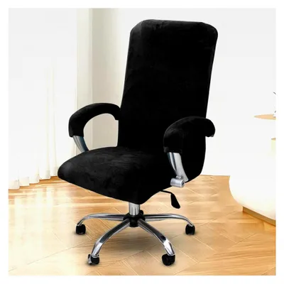 Produktbild von Bürostuhlbezug mit Armlehnen, Stretch-Stuhlhussen für Computerstühle, abnehmbar und waschbar, dekorativer Stuhlbezug für Zuhause, Küche, Hotel, Restaurant (Schwarz XL)