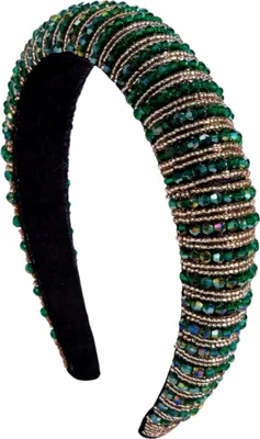 Produktbild von Breites barockes Haarband grün mit Kristallen elegant Damen Stirnband