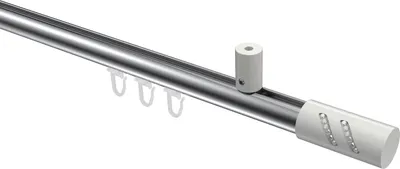 Produktbild von Interdeco Innenlaufstange / Gardinenstange mit Innenlauf Chrom / Weiß, Typ Sonius Zoena (Glitzerzylinder) Deckenmontage, 20 mm Ø 1-läufig, 160 cm