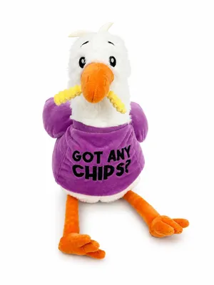Produktbild von Möwe Kuscheltier mit Pommes 26 cm Lustiges Plüschtier Stofftier im T-Shirt Geschenk für Kinder