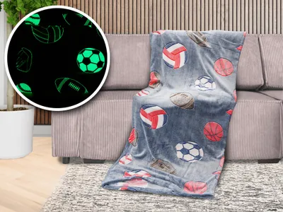 Obrázek produktu pro Svítící deka mikroflanel BALLS 150x200 cm šedomodrá