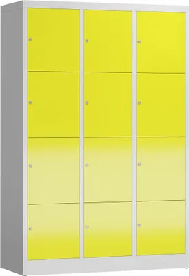 Produktbild von ClassiX Schließfachschrank lichtgrau, zinkgelb X-523436, 12 Schließfächer 118,5 x 50,0 x 180,0 cm