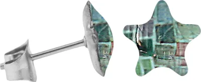 Produktbild von Chirurgenstahl Ohrstecker mit Mosaik Stern Farbe - Dunkelgrün