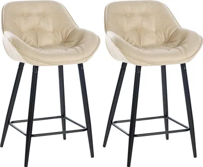 Produktbild von CLP 2er Set Barhocker Gibson Tresenstuhl gepolstert mit Fußstütze creme Material Stoff