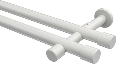 Produktbild von Interdeco Gardinenstange / Vorhangstange Weiß, Typ Prestige Santo (Kappe) ohne Ringe, 20 mm Ø 2-läufig, 160 cm
