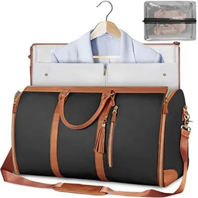 Produktbild von Reisetasche,Großes Fassungsvermögen Kunstleder Wasserdicht Handgepäcktasche Multifunktionale faltbare(Schwarz)