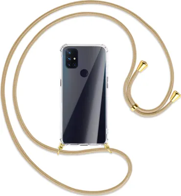 Produktbild von Handykette Backcover-Schutzhülle mit Band (Metall goldfarben) für OnePlus Nord N100 - caramel