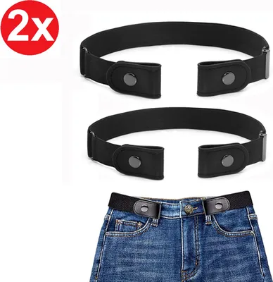 Produktbild von 2x Stück Gürtel Ohne Schnalle, Elastischer Gürtel Keine Schnalle Stretch Gürtel Unsichtbarer Elastischer Gürtel Ohne Schnalle für Damen und Herren