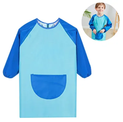 Produktbild von Unisex-Malschürze für Jungen und Mädchen, wasserdicht, mit Taschen, langärmelig und ärmellos, Alter 6-9 Jahre