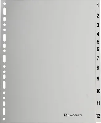 Immagine prodotto di Indice A4+ PP 12 pezzi 1-12 grigio Confezione da 10