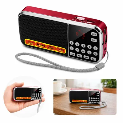 Produktbild von Taschenradio AM/FM UKW Radio tragbar mit USB MP3 Player, Micro SD Karte, Akku 800mAh, LED Taschenlampe für Camping & Reisen
