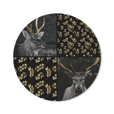 Produktbild von MuchoWow® Mauspad Mousepad Collage - Tiere - Blätter - Gold 50x50 cm - Mousepads - Maus Mat - Pad - Mausunterlage - Vinyl